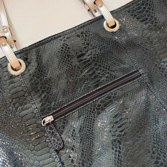 Wilson’s Leather Shoulder Bag Black Medium Floral Lining‎ Snakeskin Large Tote - Picture 9 of 9